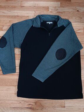 Bert Pulitzer Men's Vintage Quarter Zip Lng Sleeve Elbow Patch Polo Pull-Over XL